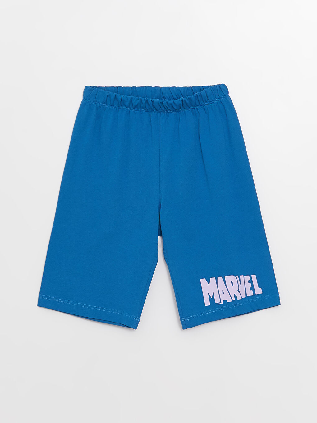 Lila Bisiklet Yaka Marvel Baskılı Kısa Kollu Erkek Çocuk Şortlu Pijama Takımı-2