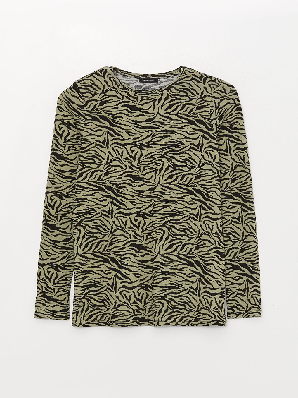 Tricou cu Mânecă Lungă și Model, Guler Rotund, pentru Femei-5