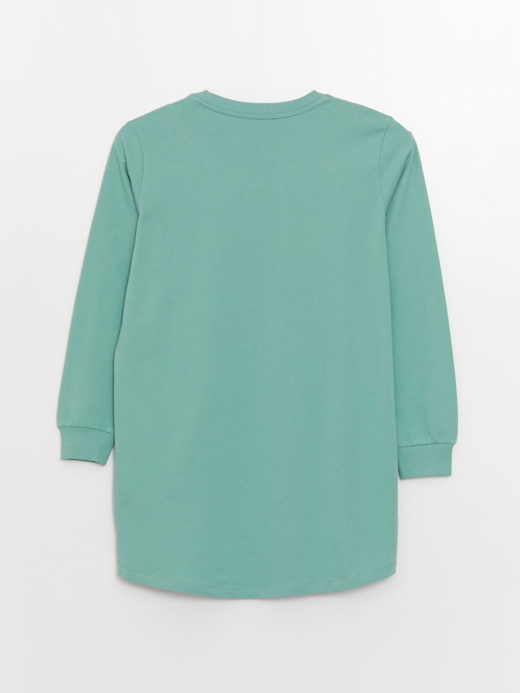 Yeşil Bisiklet Yaka Baskılı Uzun Kollu Kadın Sweatshirt Tunik-6