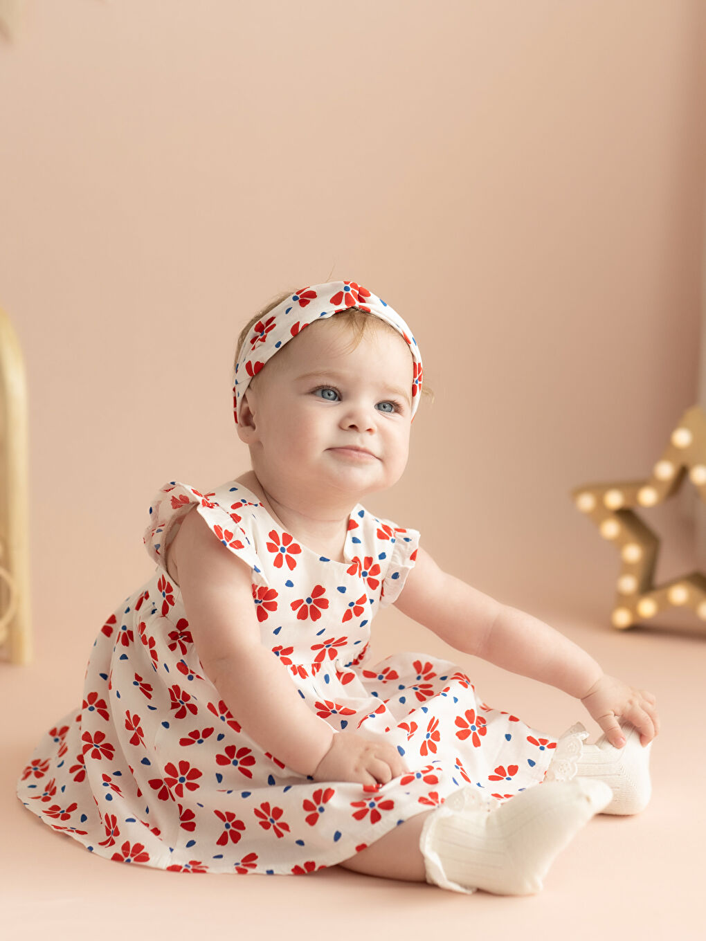 Baby Mädchen Kleid und Haarband 2-teiliges Set