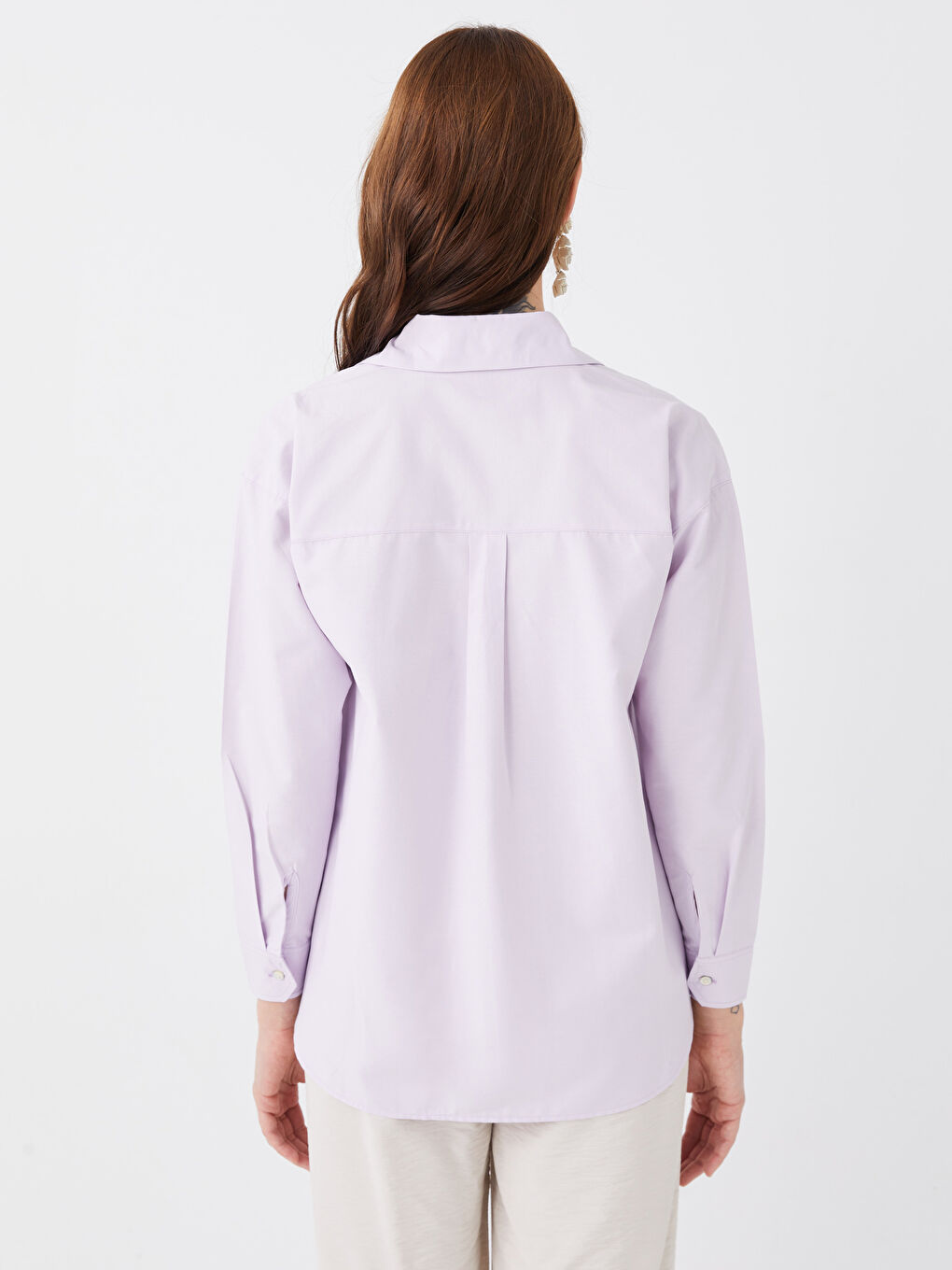 Chemise de maternité en popeline à manches longues unie-4