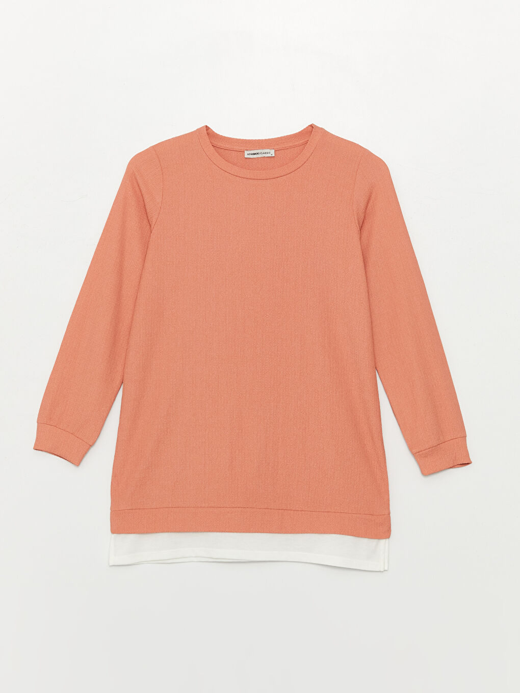 Crew Neck Plain Long Sleeve Women's Tunic -S3EF89Z8-GC5