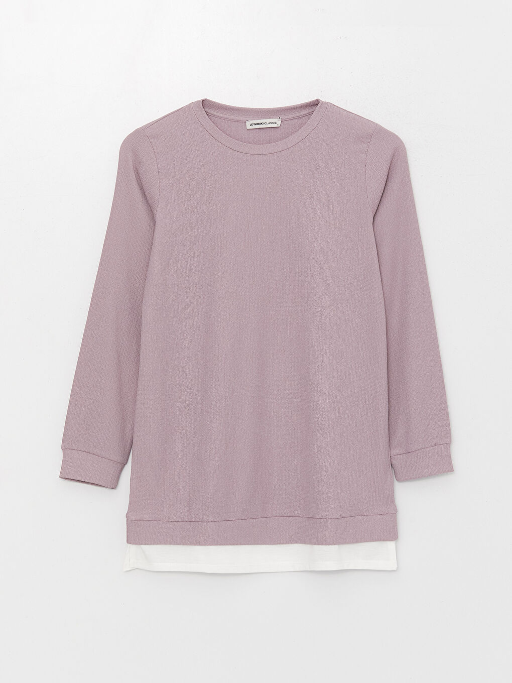 Crew Neck Plain Long Sleeve Women's Tunic-5