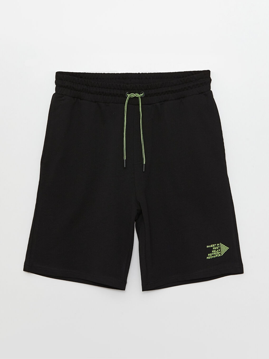 Siyah Standart Kalıp Erkek Bermuda Şort-5