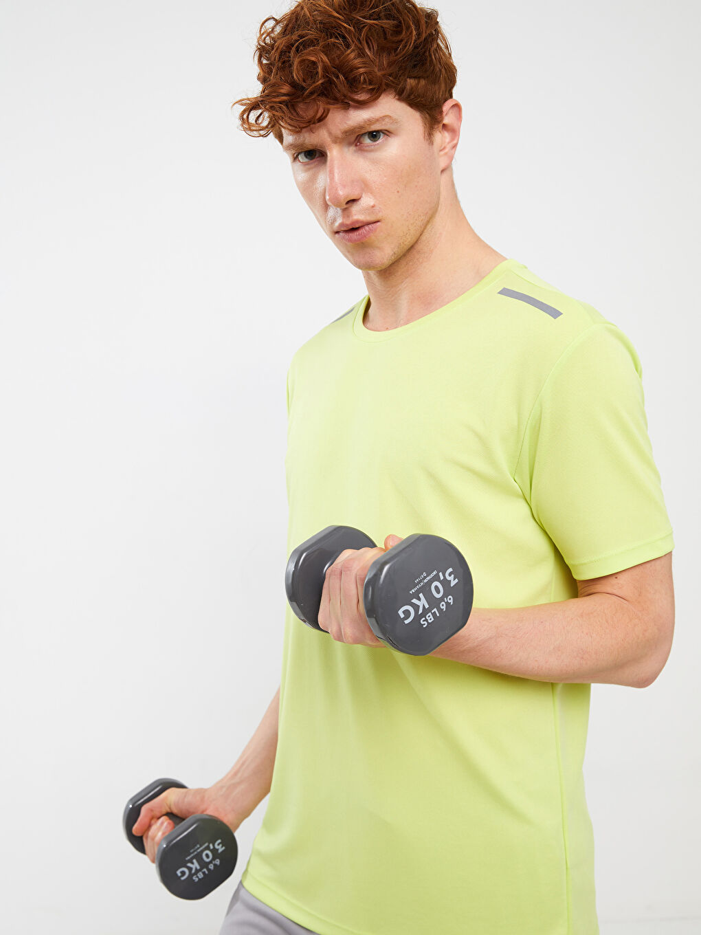 Yeşil Bisiklet Yaka Kısa Kollu Erkek Spor Tişört