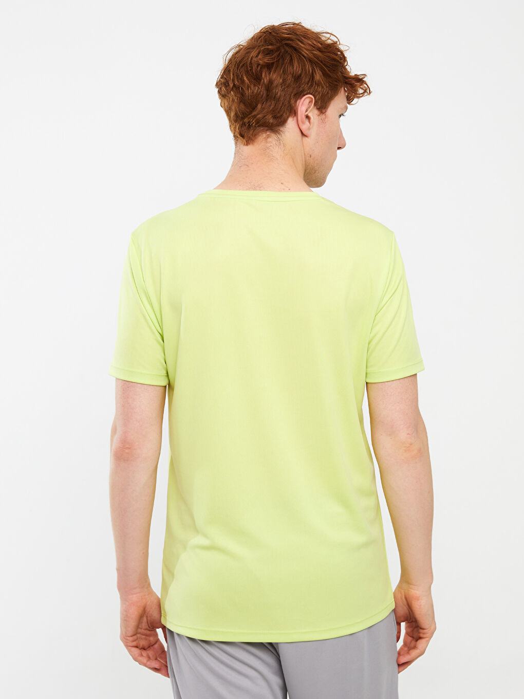 Yeşil Bisiklet Yaka Kısa Kollu Erkek Spor Tişört-4