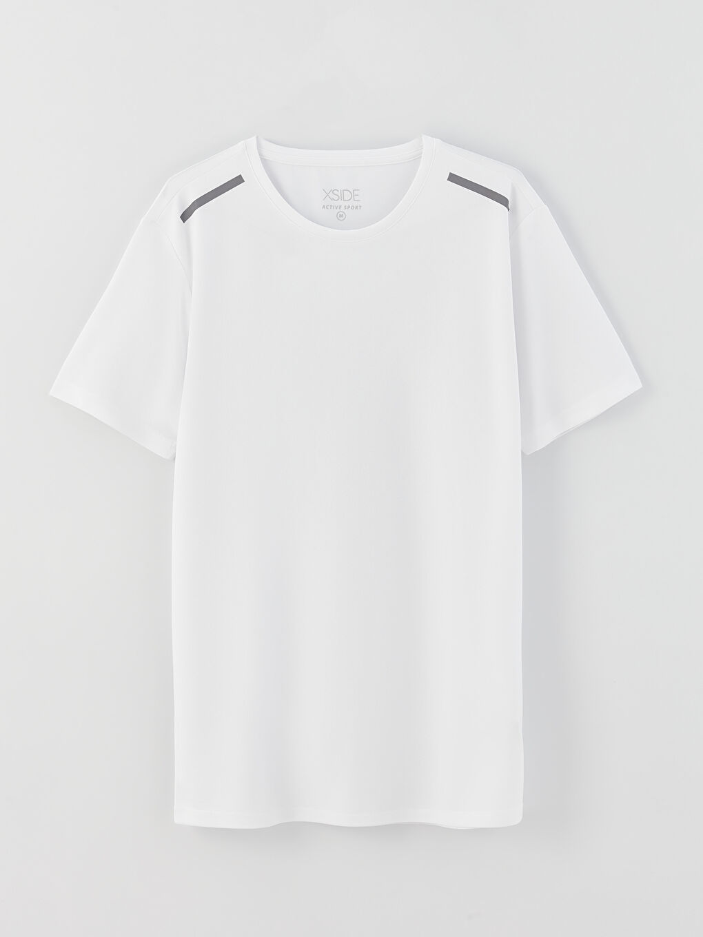 Beyaz Bisiklet Yaka Kısa Kollu Erkek Spor Tişört-5