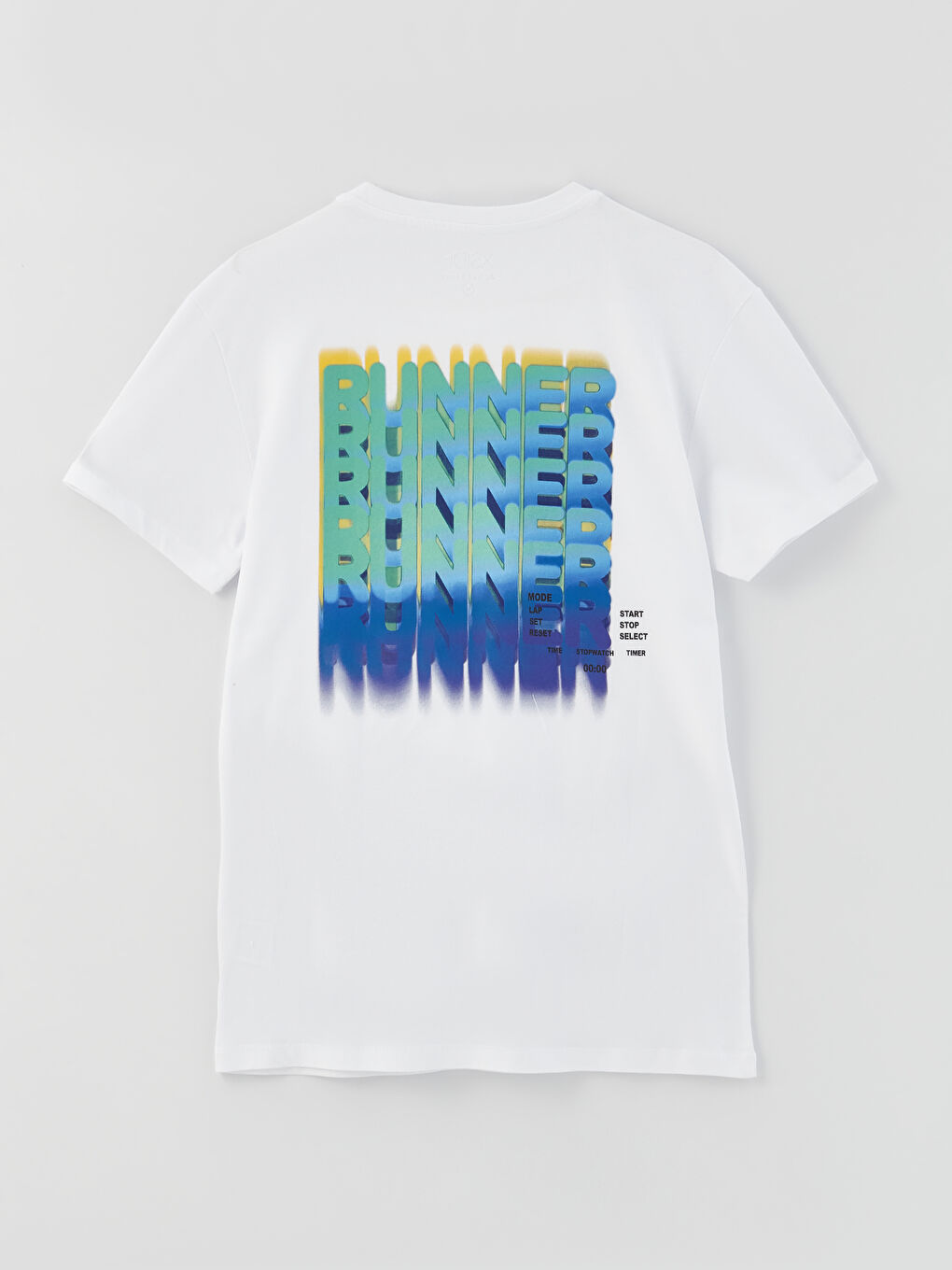 Beyaz Bisiklet Yaka Kısa Kollu Baskılı Penye Erkek Tişört-7