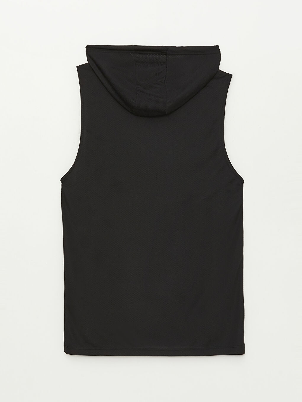 Siyah Kapüşonlu Baskılı Erkek Kolsuz Tişört-6