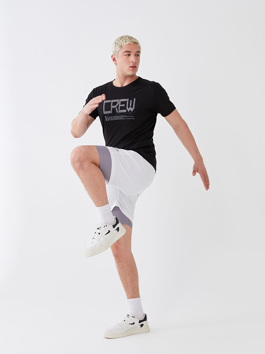 Beyaz Standart Kalıp Erkek Taytlı Şort