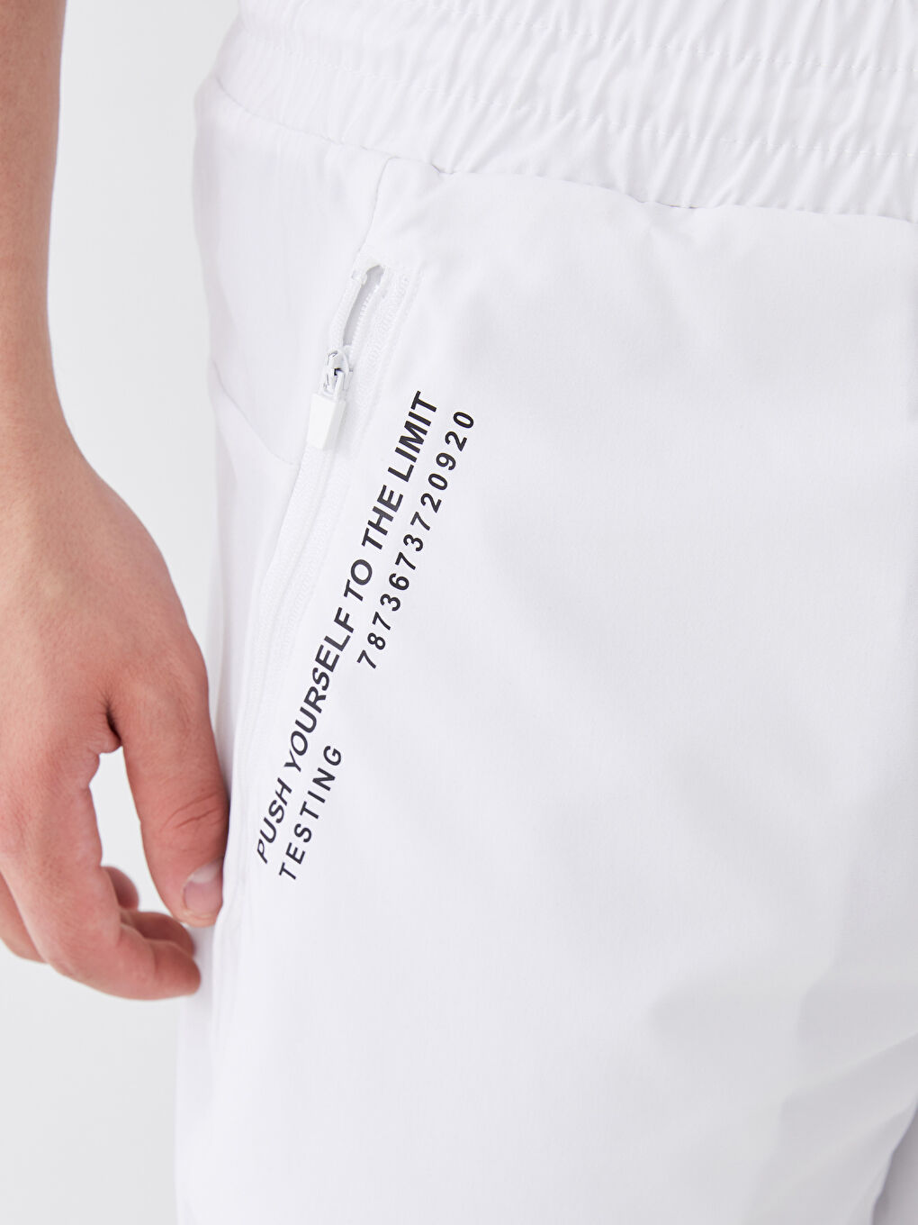 Beyaz Standart Kalıp Erkek Taytlı Şort-3