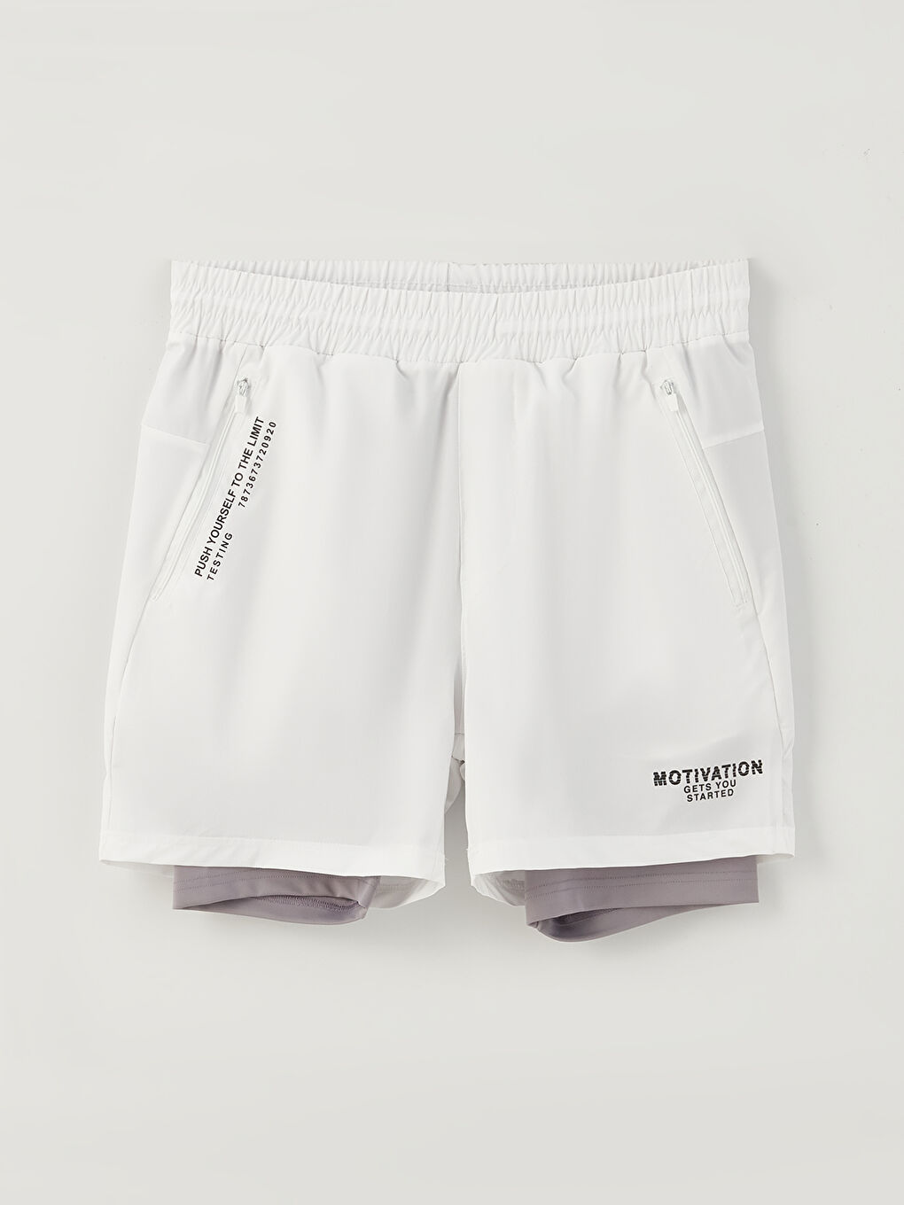 Beyaz Standart Kalıp Erkek Taytlı Şort-6