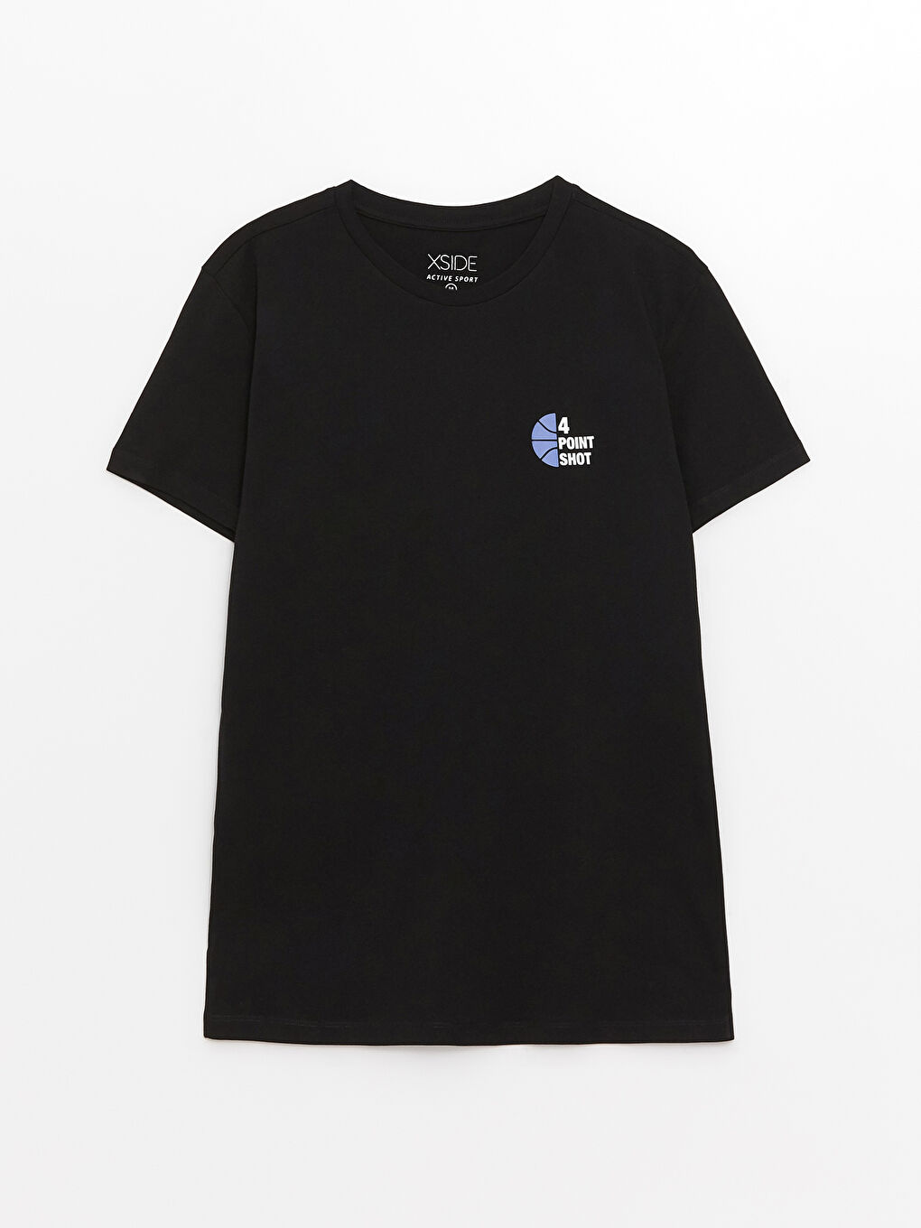 Siyah Bisiklet Yaka Kısa Kollu Baskılı Penye Erkek Tişört-5