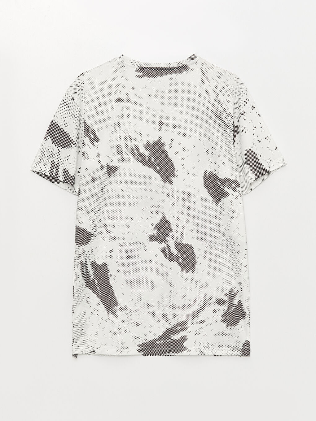 Gri Bisiklet Yaka Kısa Kollu Desenli Erkek Tişört-6