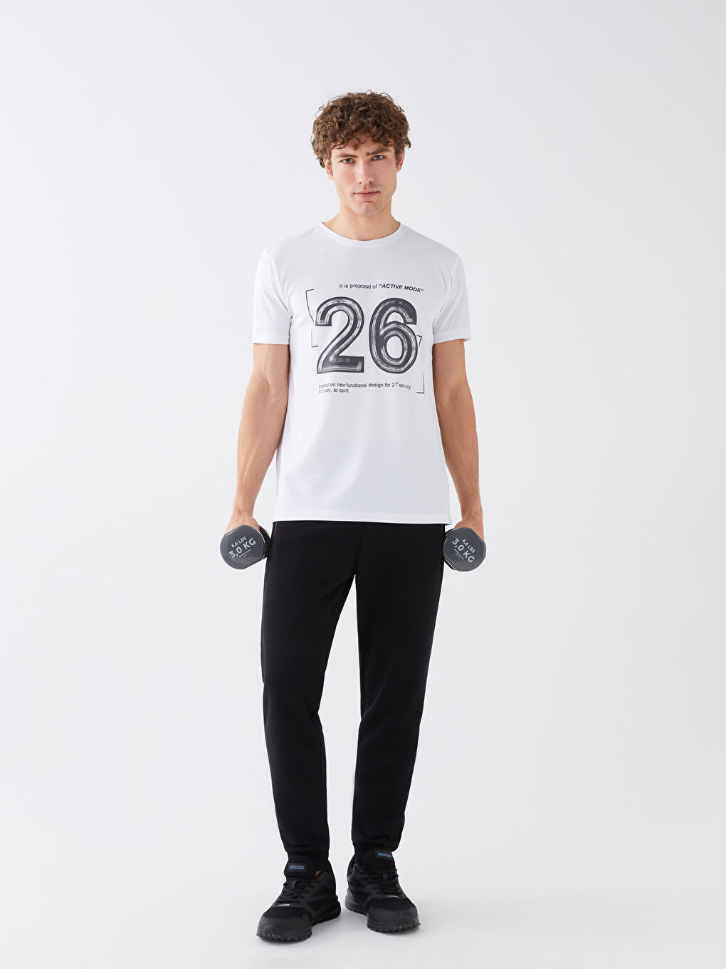 Ерлерге арналған трикотаж дөңгелек жағалы қысқа жең принтті мақта футболка-2