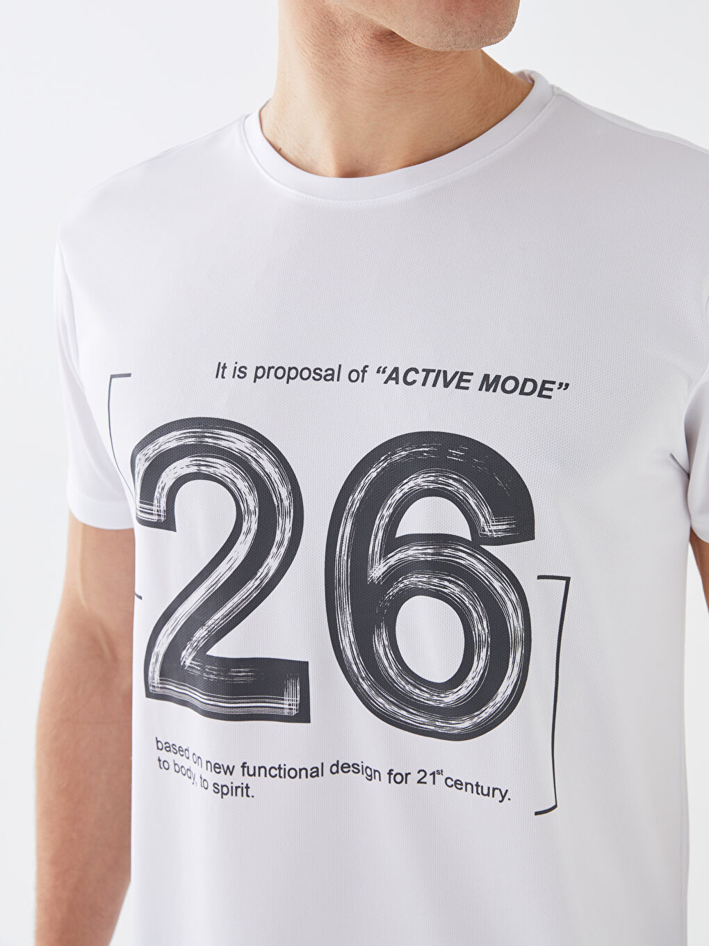 Ерлерге арналған трикотаж дөңгелек жағалы қысқа жең принтті мақта футболка-3