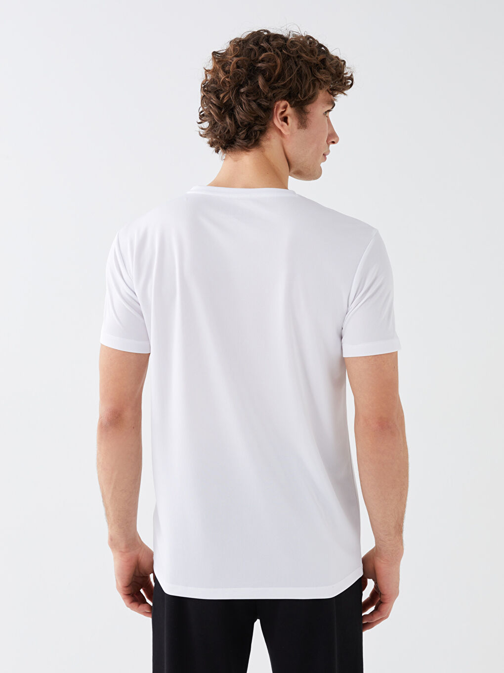 Ерлерге арналған трикотаж дөңгелек жағалы қысқа жең принтті мақта футболка-4