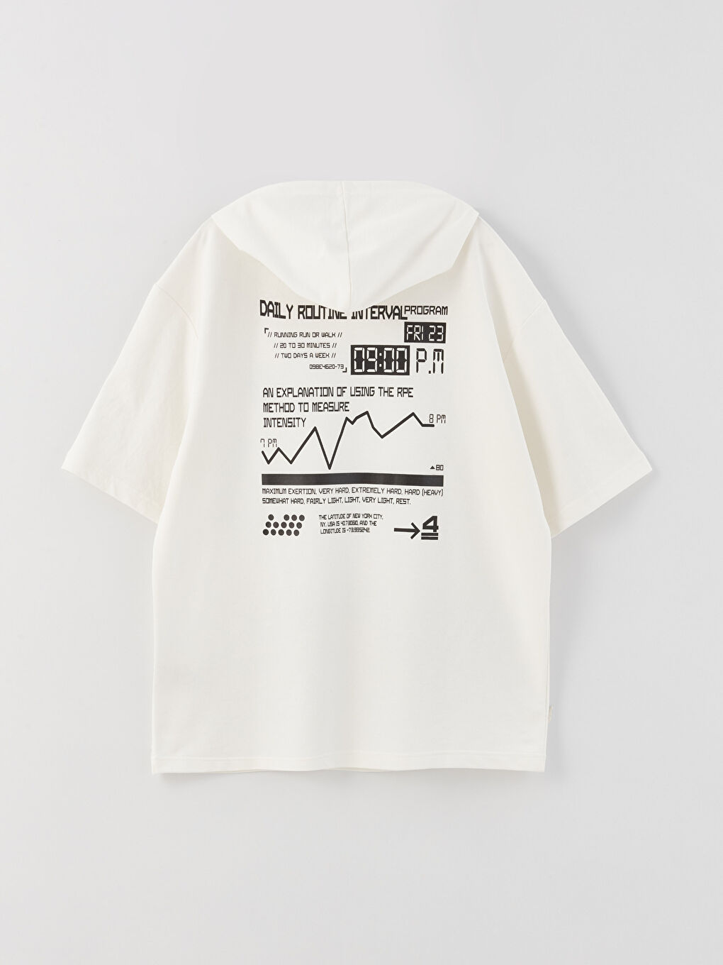 Beyaz Kısa Kollu Baskılı Erkek Hoodie-6