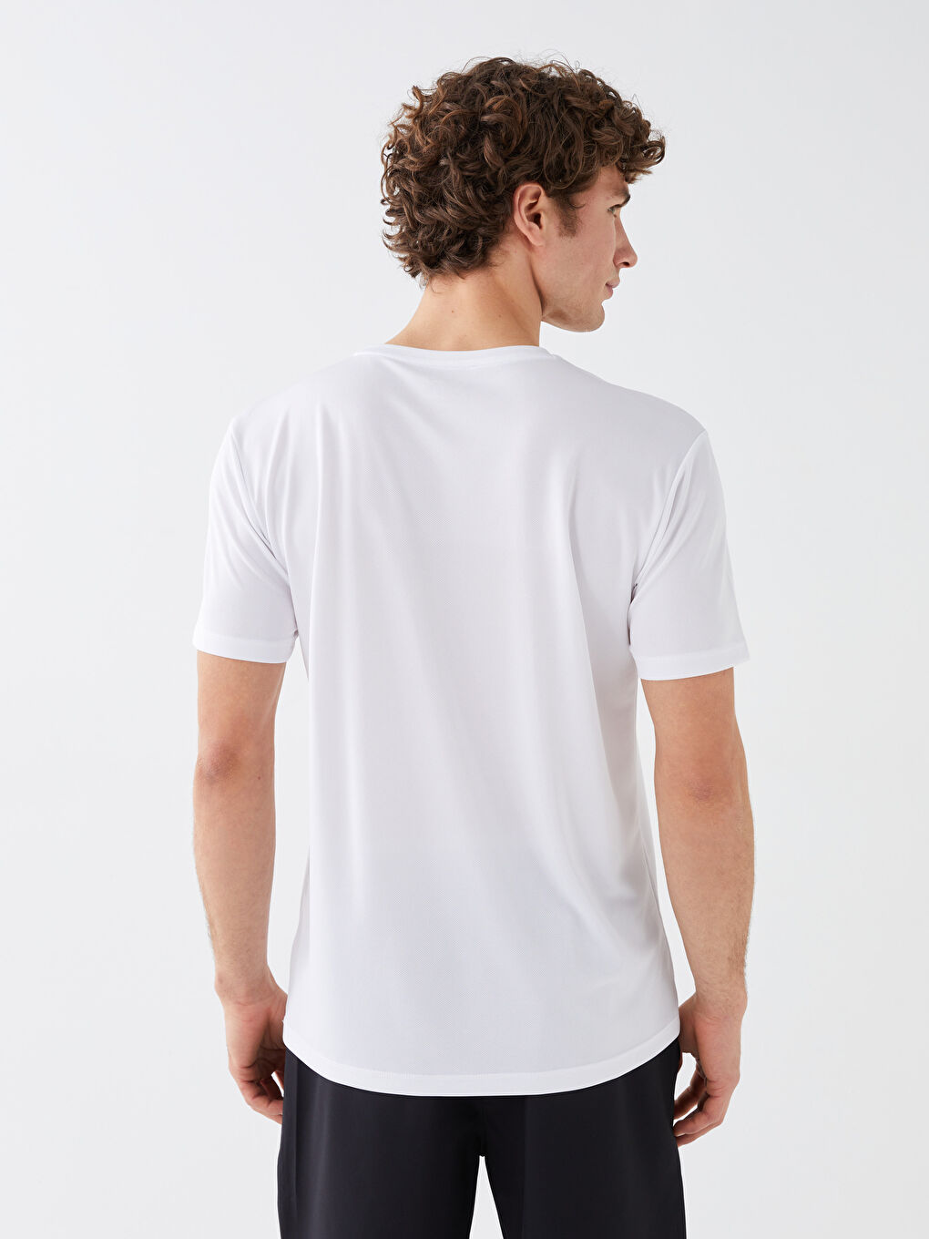 Beyaz Bisiklet Yaka Kısa Kollu Baskılı Penye Erkek Tişört-4