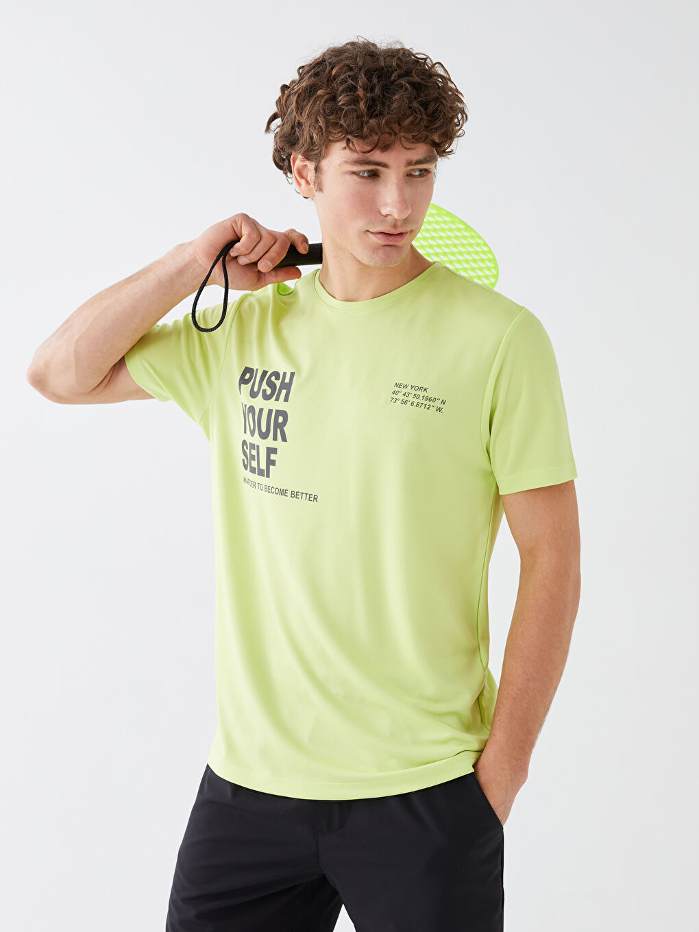 Yeşil Bisiklet Yaka Kısa Kollu Baskılı Penye Erkek Tişört