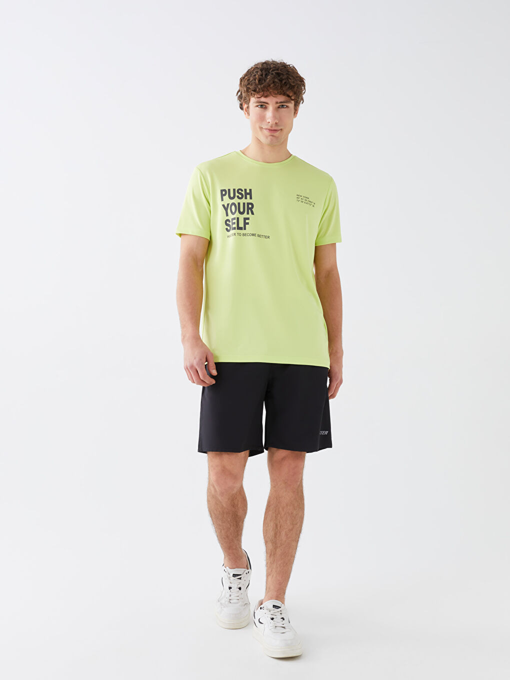 Yeşil Bisiklet Yaka Kısa Kollu Baskılı Penye Erkek Tişört-2