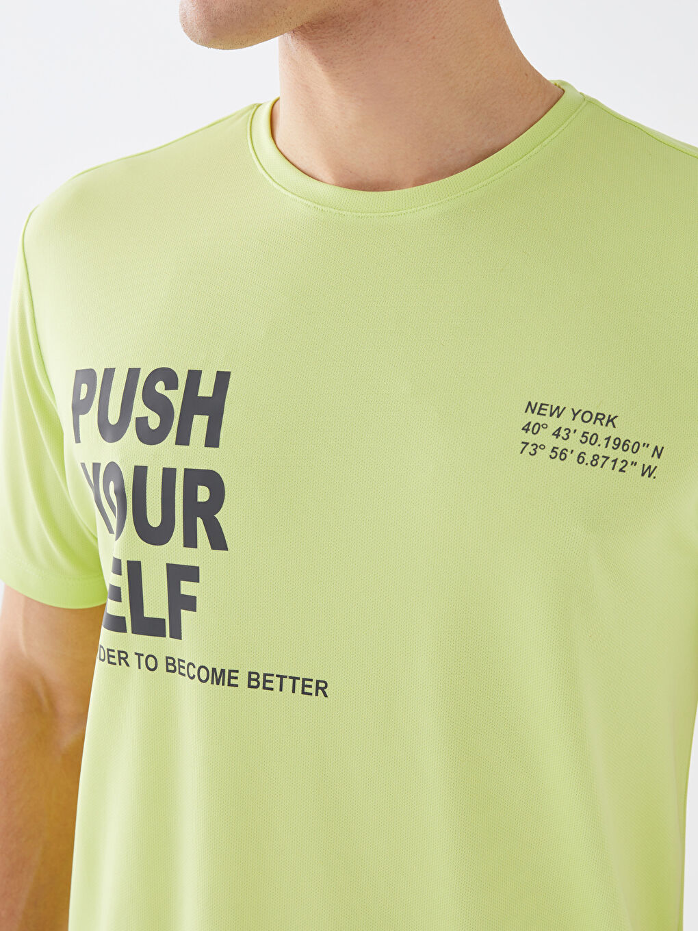 Yeşil Bisiklet Yaka Kısa Kollu Baskılı Penye Erkek Tişört-3