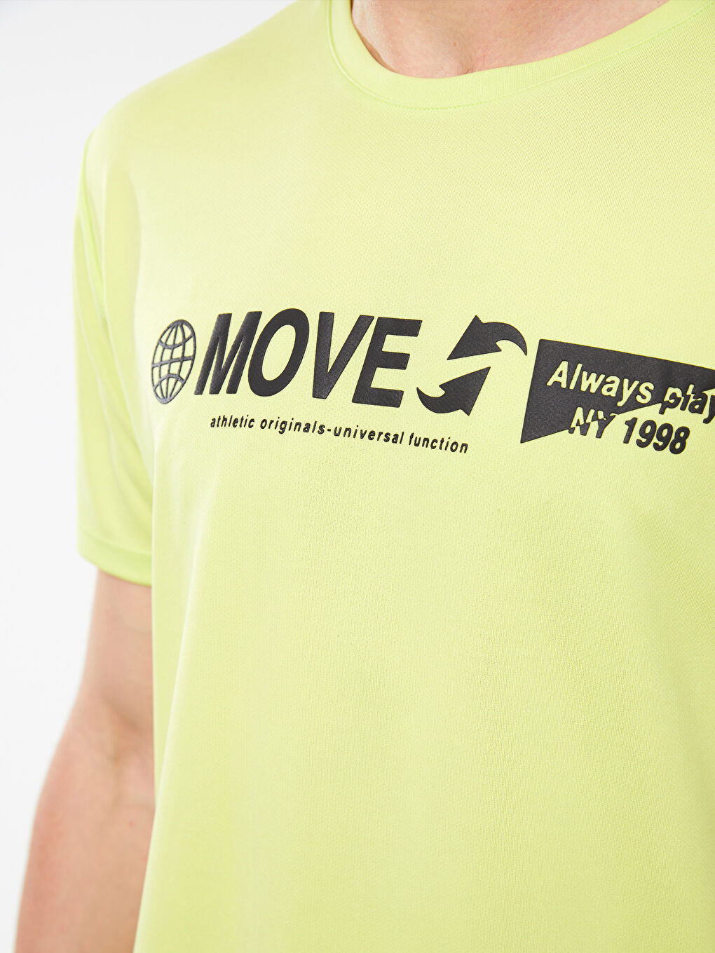 Yeşil Bisiklet Yaka Kısa Kollu Baskılı Erkek Tişört-3