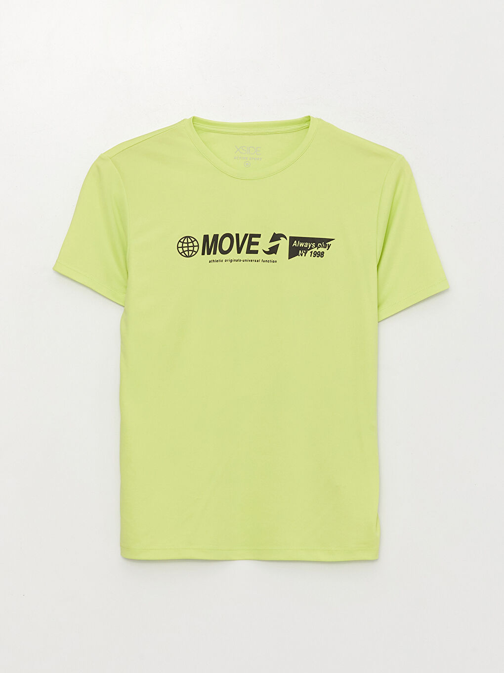 Yeşil Bisiklet Yaka Kısa Kollu Baskılı Erkek Tişört-5