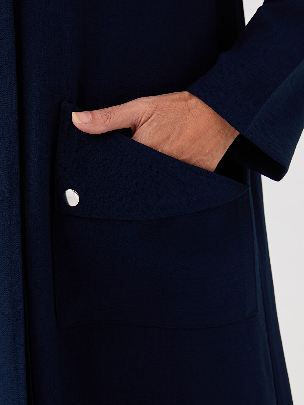 Abaya Droite à Col de Chemise et Manches Longues pour Femmes-3