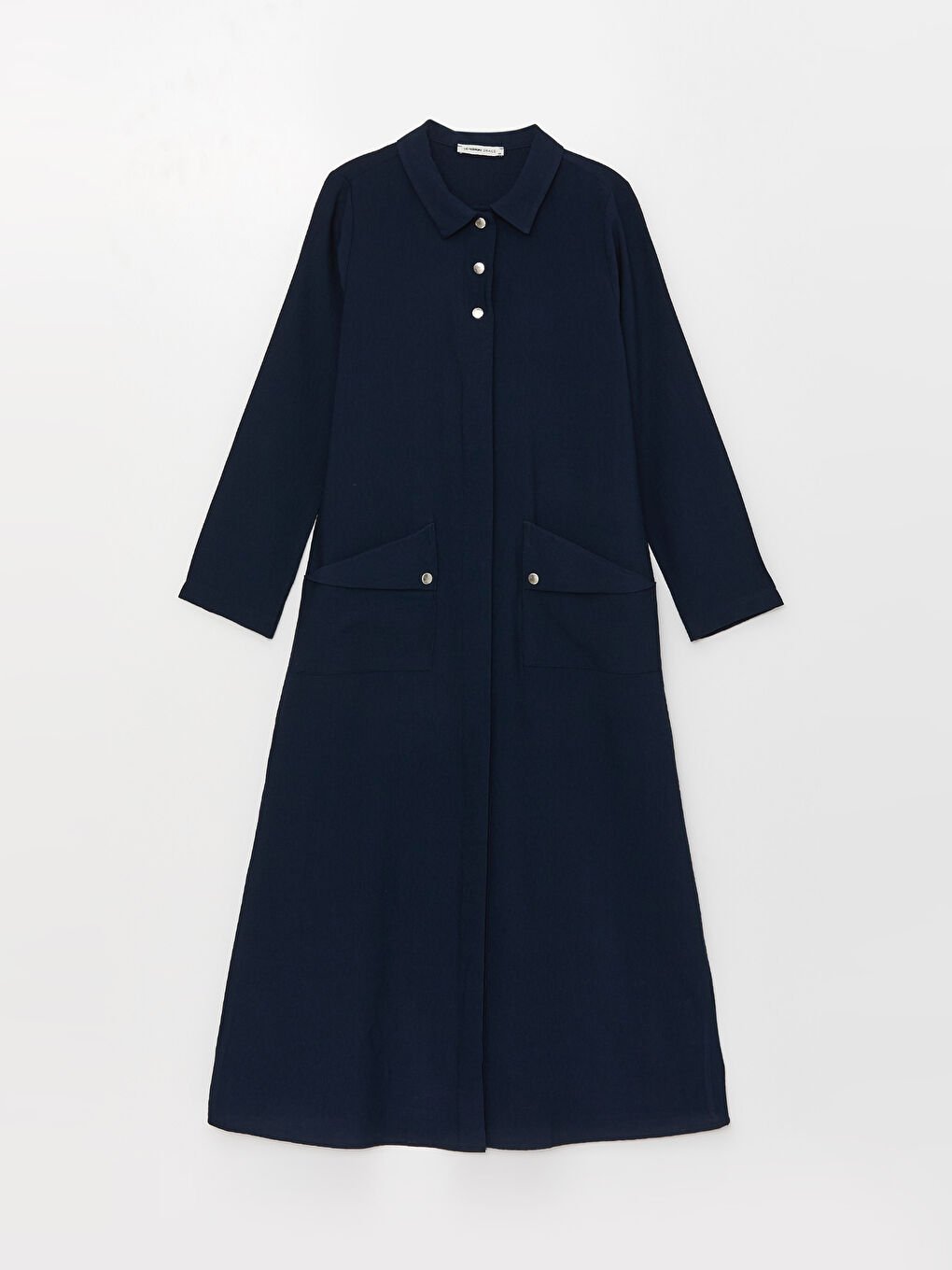 Abaya Droite à Col de Chemise et Manches Longues pour Femmes-5