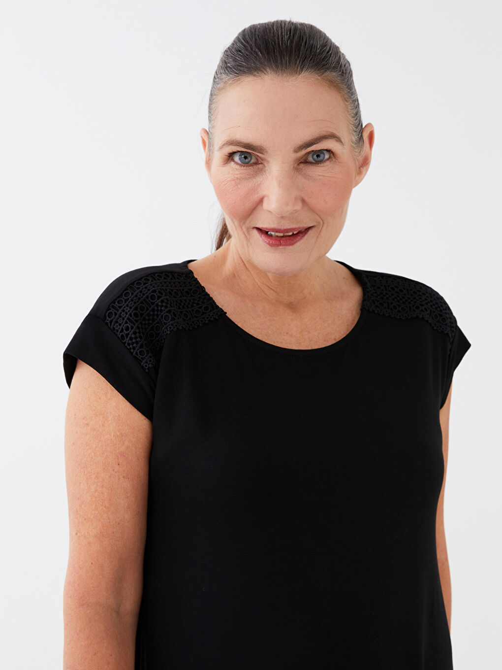 Rochie pentru Femei cu Guler Rotund, Croială Dreaptă, Mânecă Scurtă, Croiala A-2