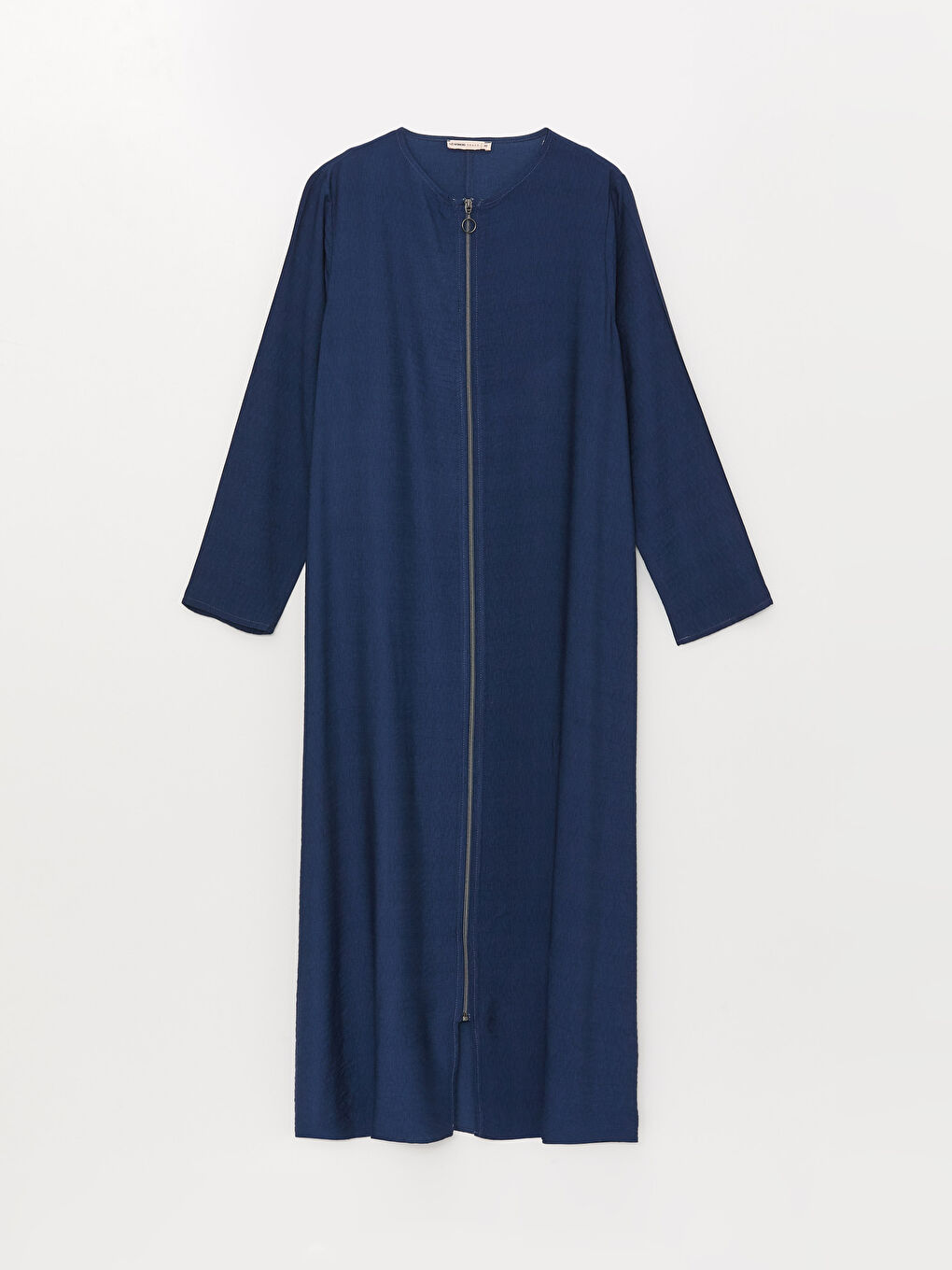 Lacivert Bisiklet Yaka Düz Uzun Kollu Kadın Ferace-5