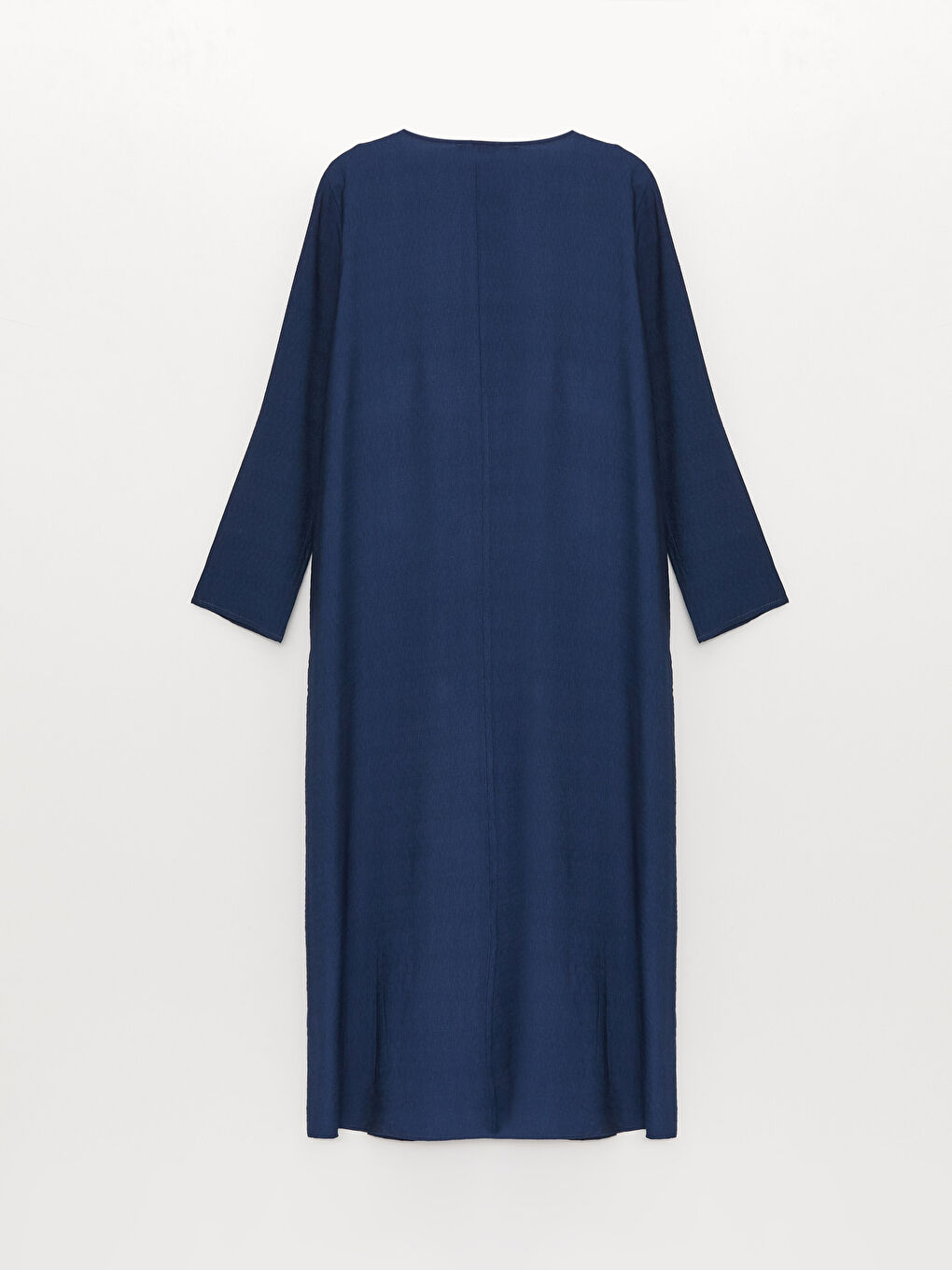 Lacivert Bisiklet Yaka Düz Uzun Kollu Kadın Ferace-6