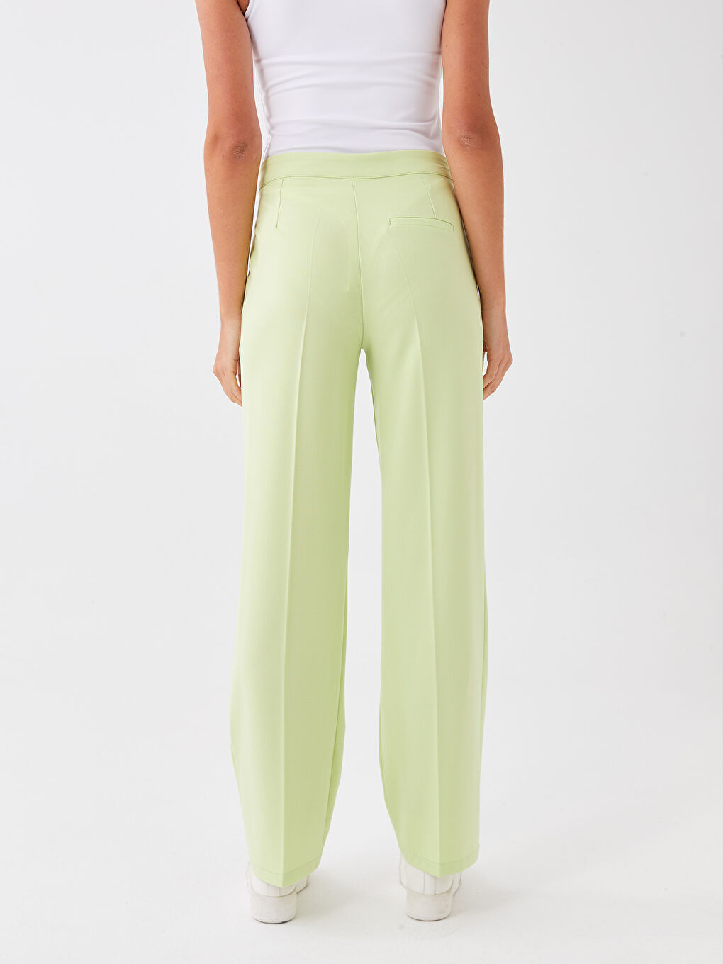 әйелдерге арналған стандартты пішім өрнексіз креп мата шалбар-6