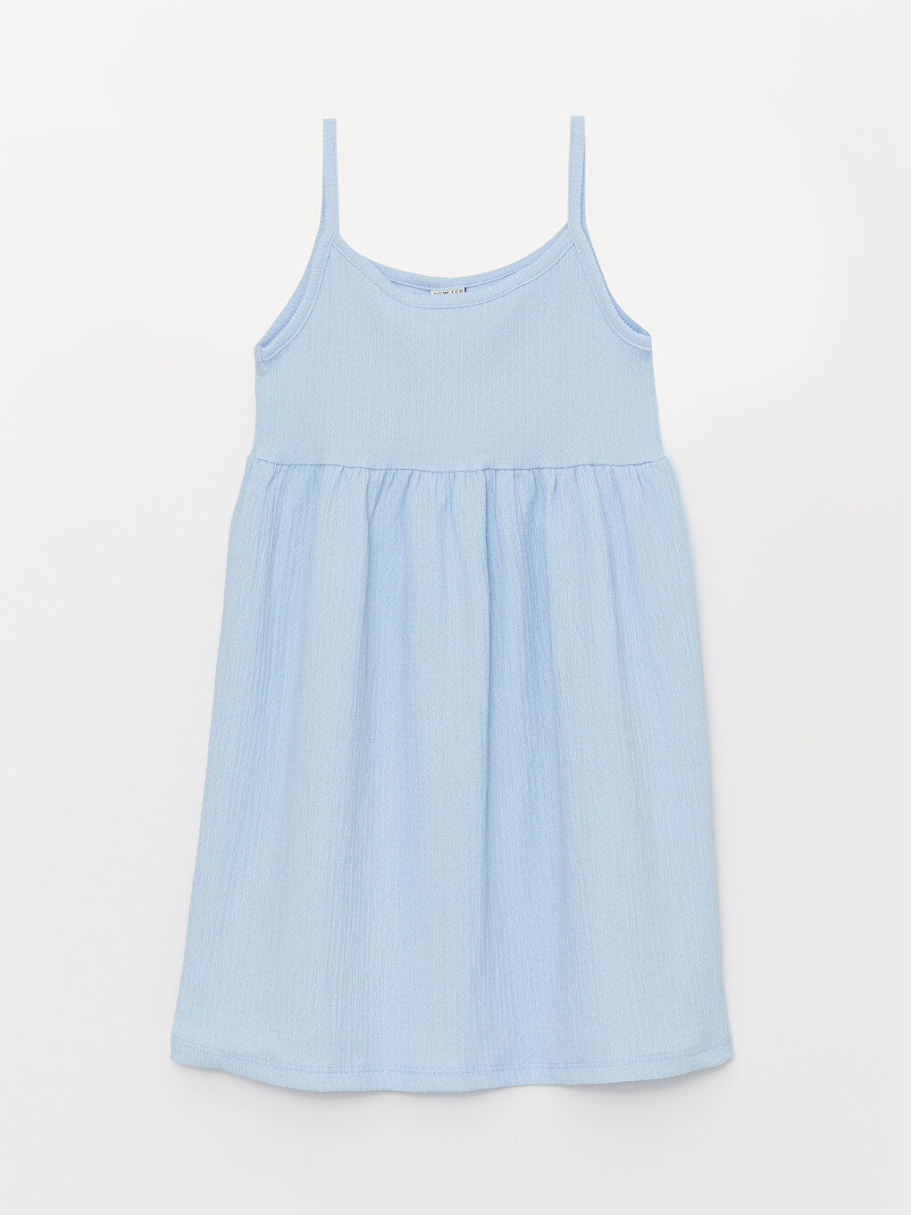 Mavi Kare Yaka Basic Askılı Kız Çocuk Elbise