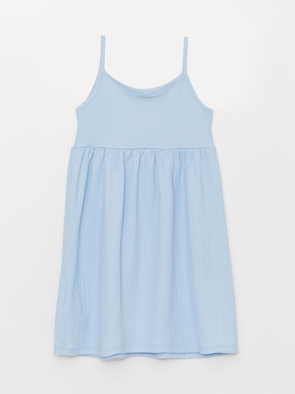 Mavi Kare Yaka Basic Askılı Kız Çocuk Elbise-1
