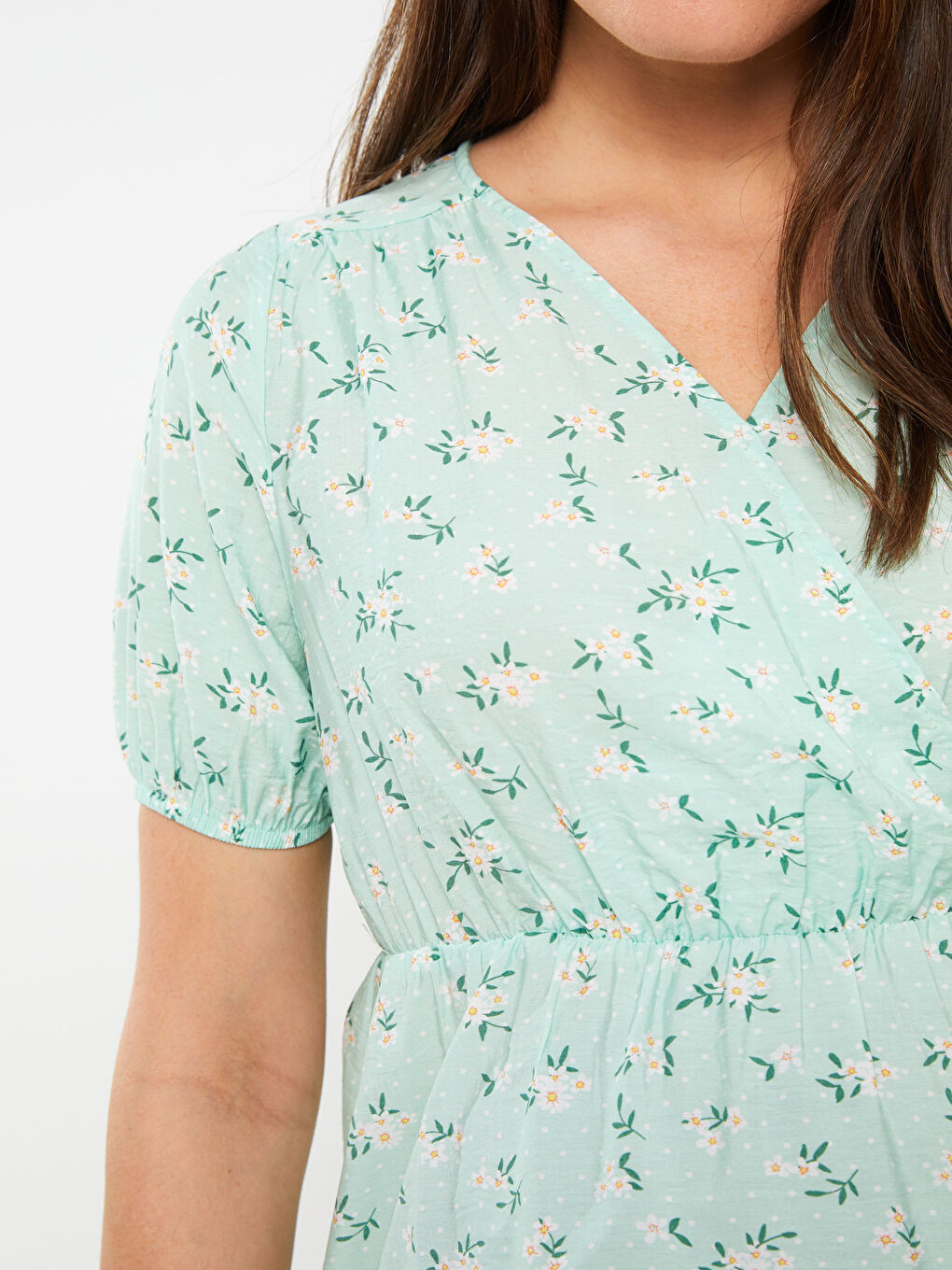 Double Breasted Collar Floral Short Sleeve Maternity Dress -S3EH41Z8-LRL
