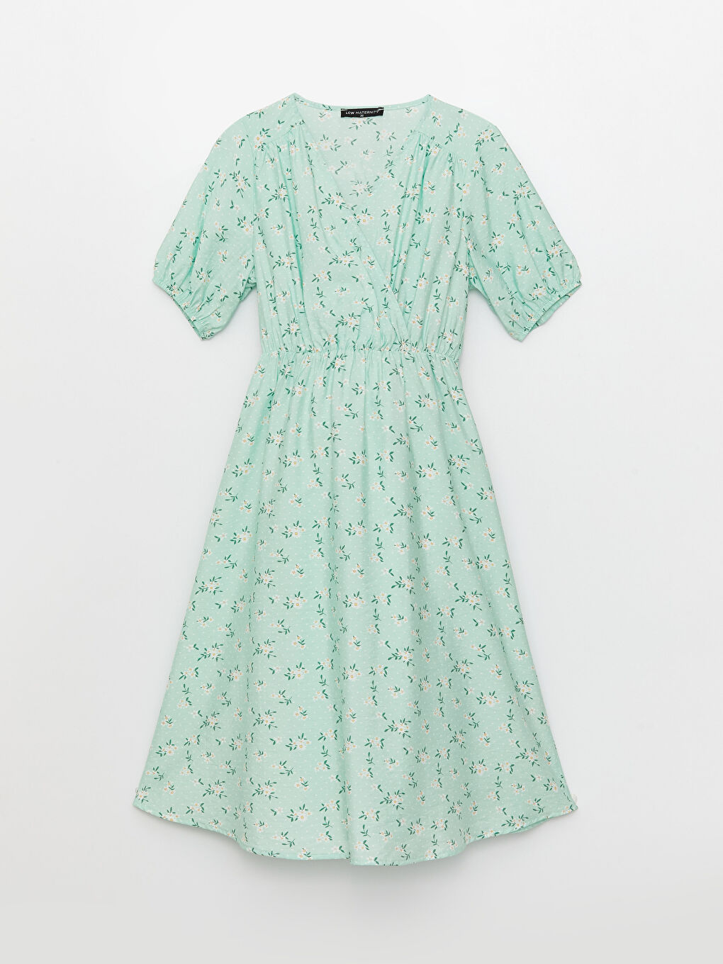 Double Breasted Collar Floral Short Sleeve Maternity Dress -S3EH41Z8-LRL