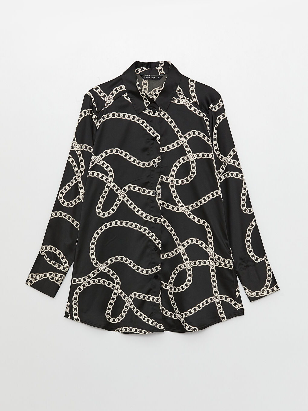 تونيك قميص ساتان منقوش للسيدات-5