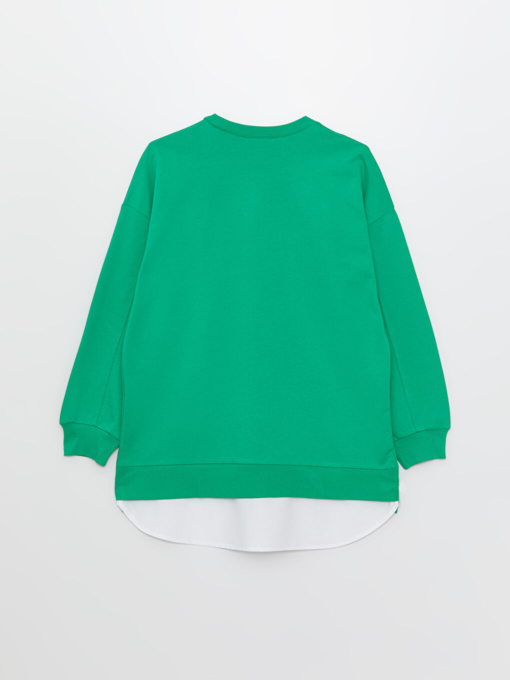 Yeşil Bisiklet Yaka Nakışlı Uzun Kollu Kadın Sweatshirt Tunik-6