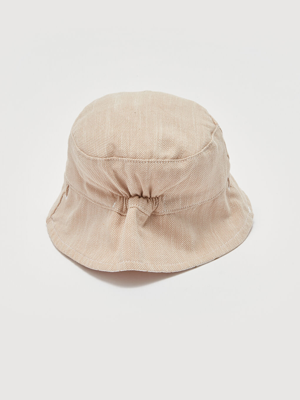 Bej Baskılı Nakış Detaylı Erkek Bebek Şapka-3