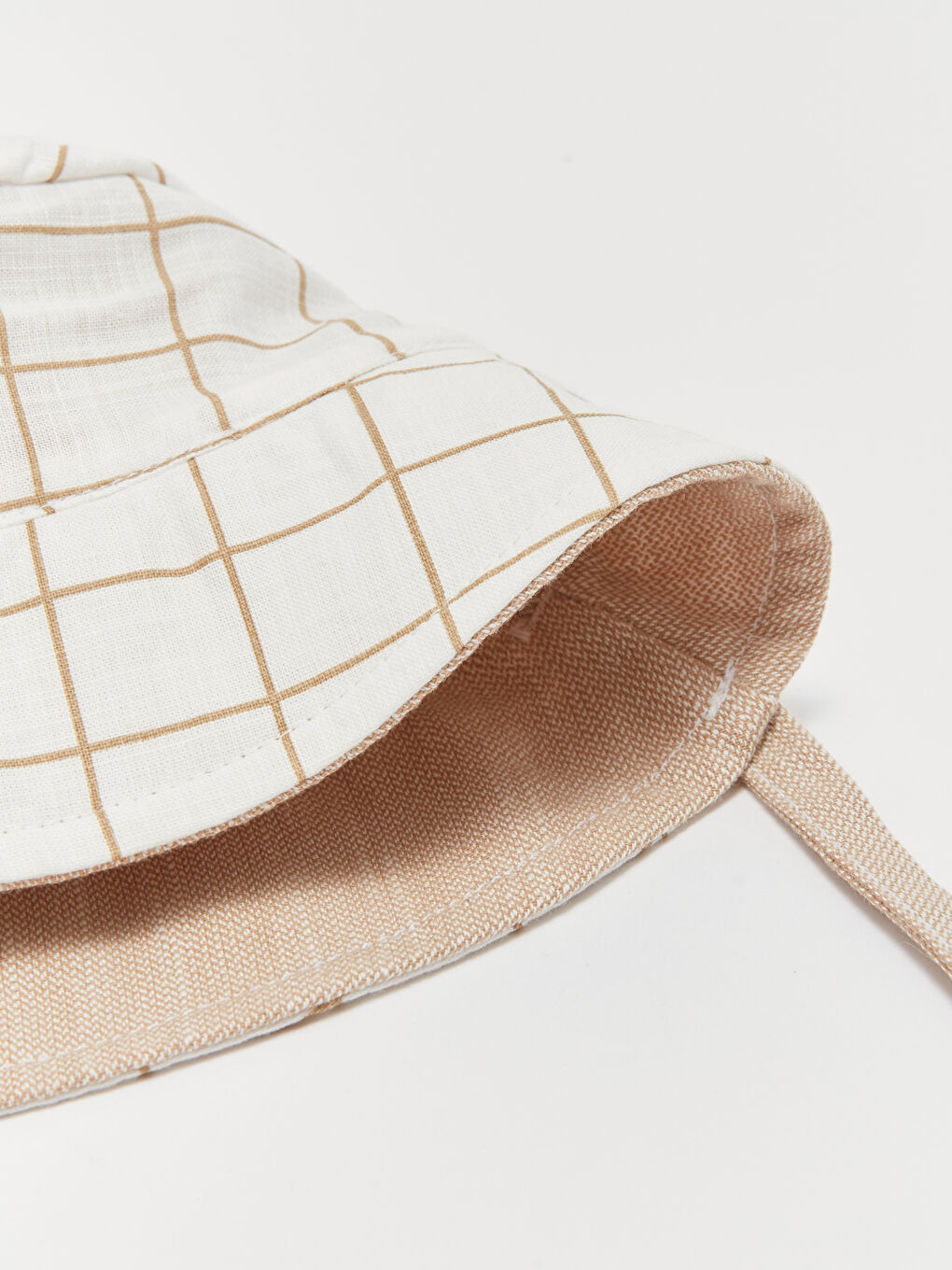 Bej Baskılı Nakış Detaylı Erkek Bebek Şapka-6