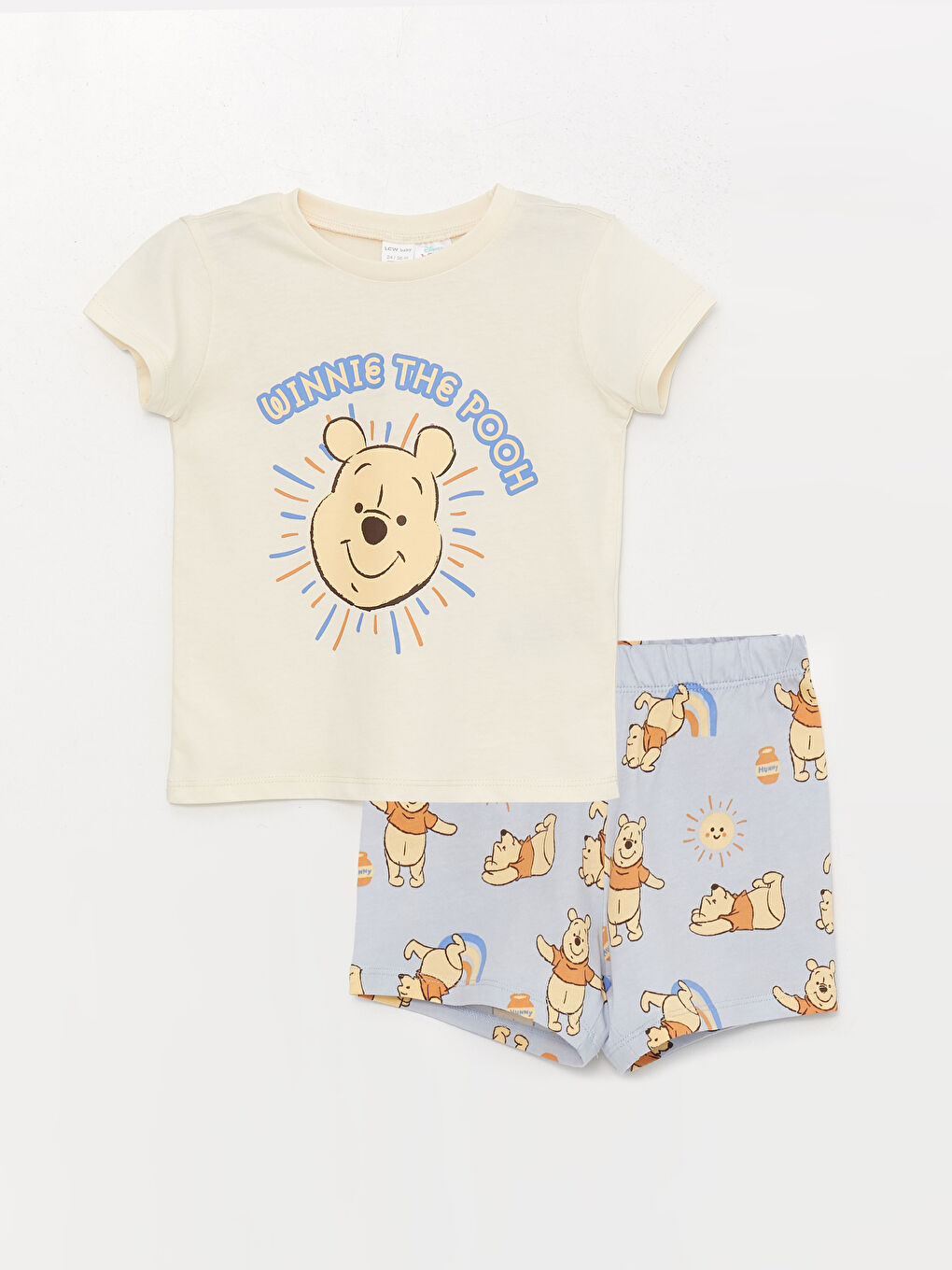 Crew Neck Short Sleeved Winnie the Pooh Printed Baby Boy Pajamas Set -S3EH92Z1-SEZ
