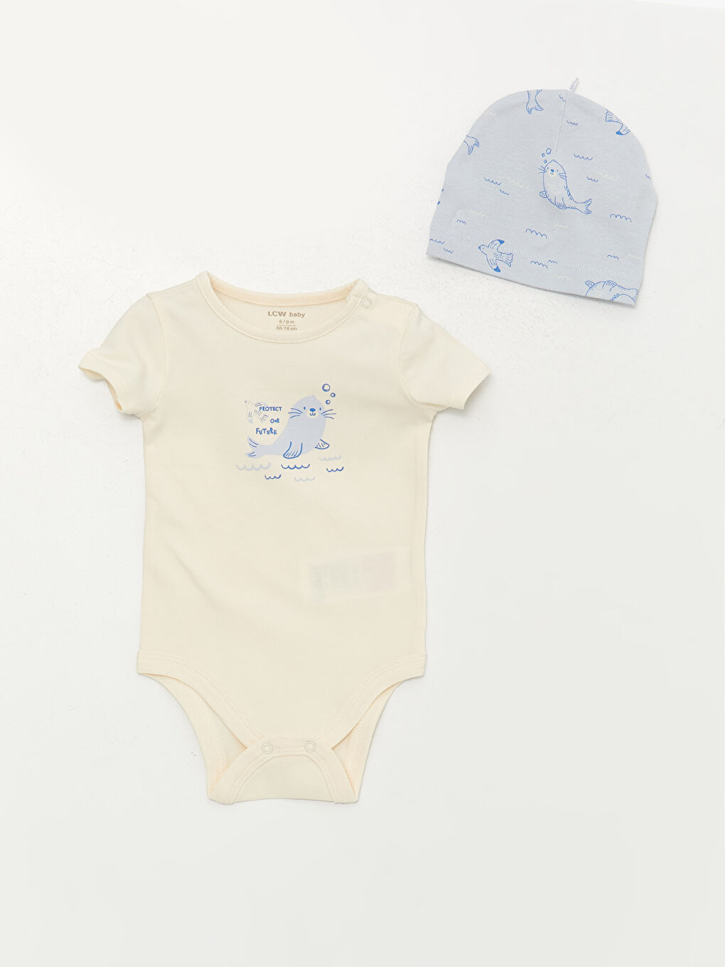 Сәби ұлдарға арналған дөңгелек жағалы принтті 3 данадан тұратын жинақ-1