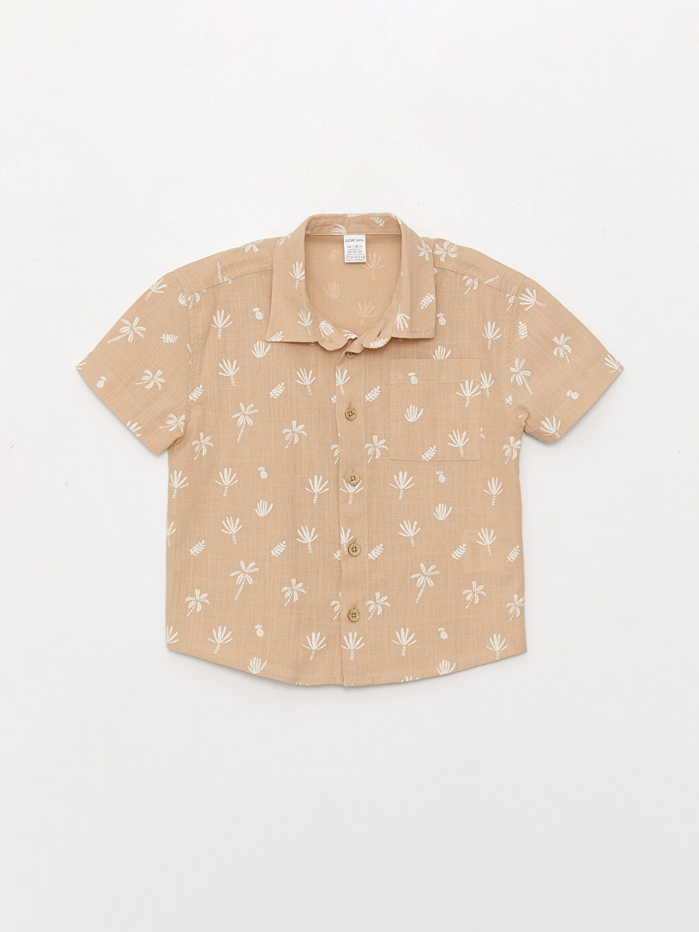 Рубашка для малыша мальчика с воротником-стойкой, коротким рукавом и принтом