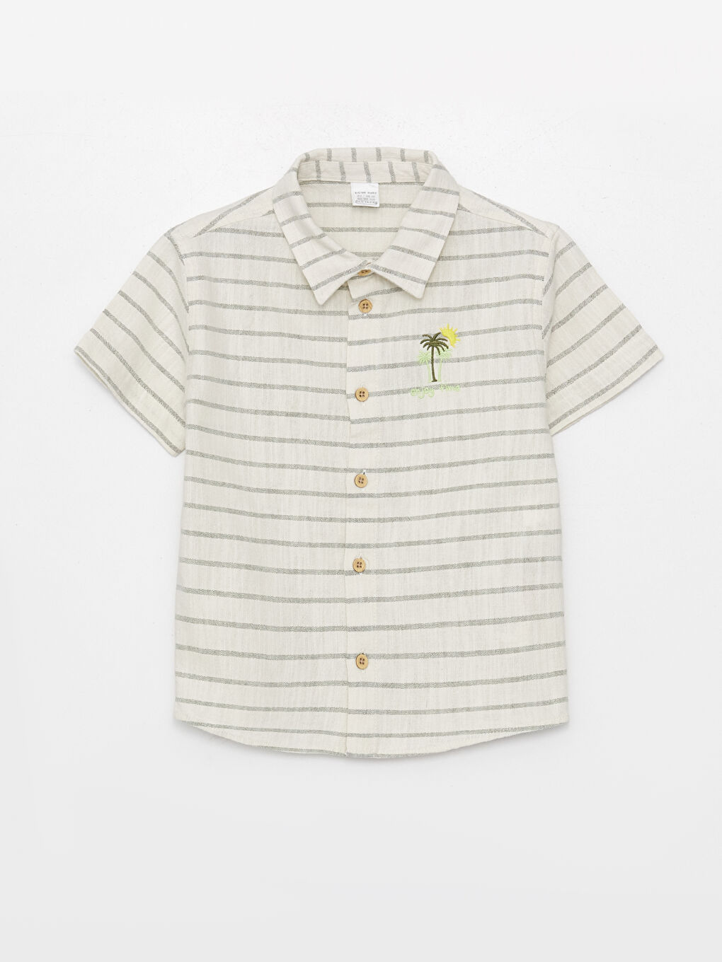 Ekru Kısa Kollu Erkek Bebek Gömlek