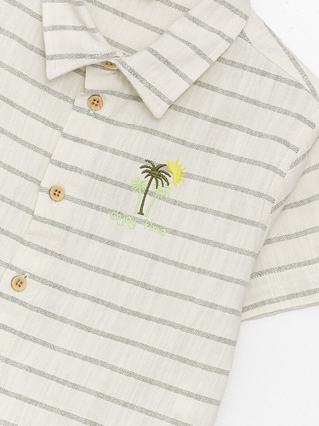 Ekru Kısa Kollu Erkek Bebek Gömlek-2