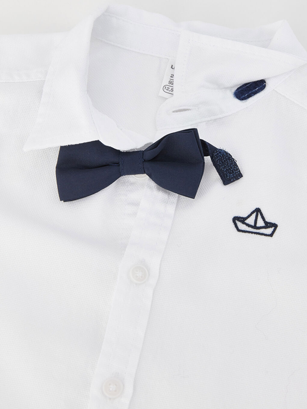 Short Sleeve Embroidery Detailed Baby Boy Shirt and Bow Tie 2-Pack-2