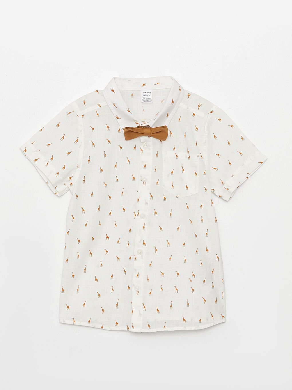 Short Sleeve Patterned Baby Boy Shirt and Bow Tie 2-Pack Set