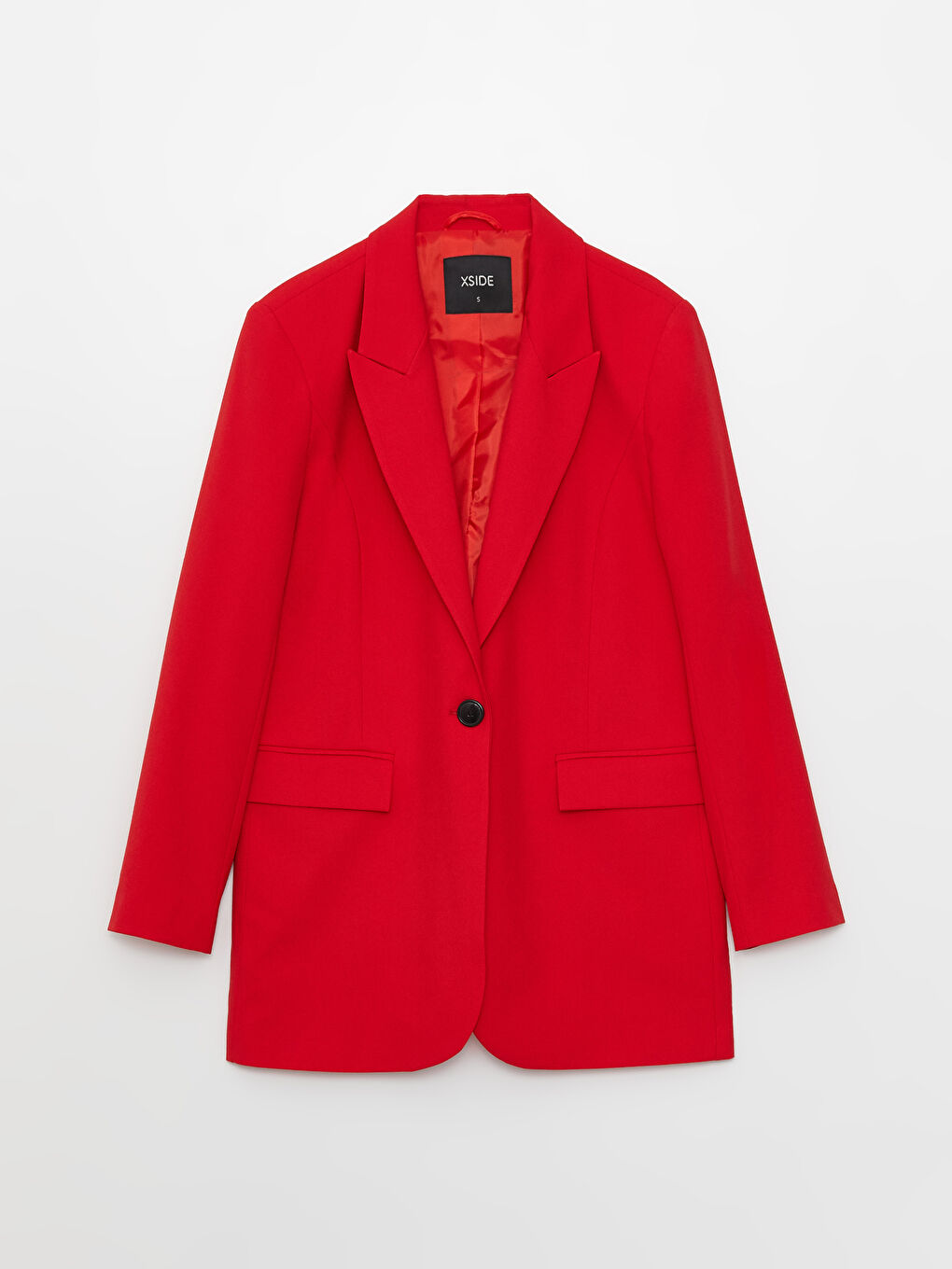 Kırmızı Düz Uzun Kollu Kadın Blazer Ceket-5